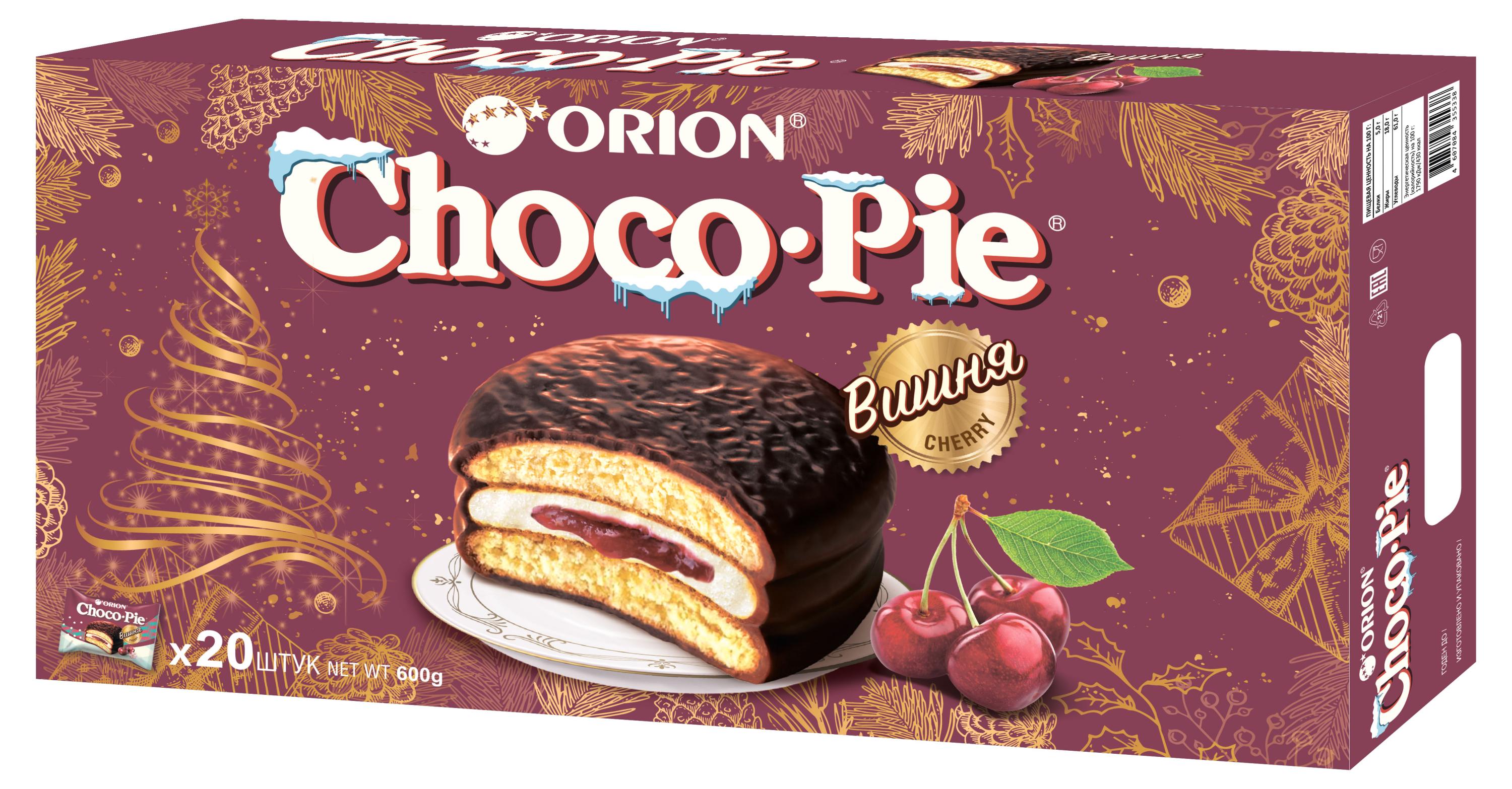 Изображение товара Пирожное Orion Choco-Pie Cherry бисквитное с вишневым джемом 600 г