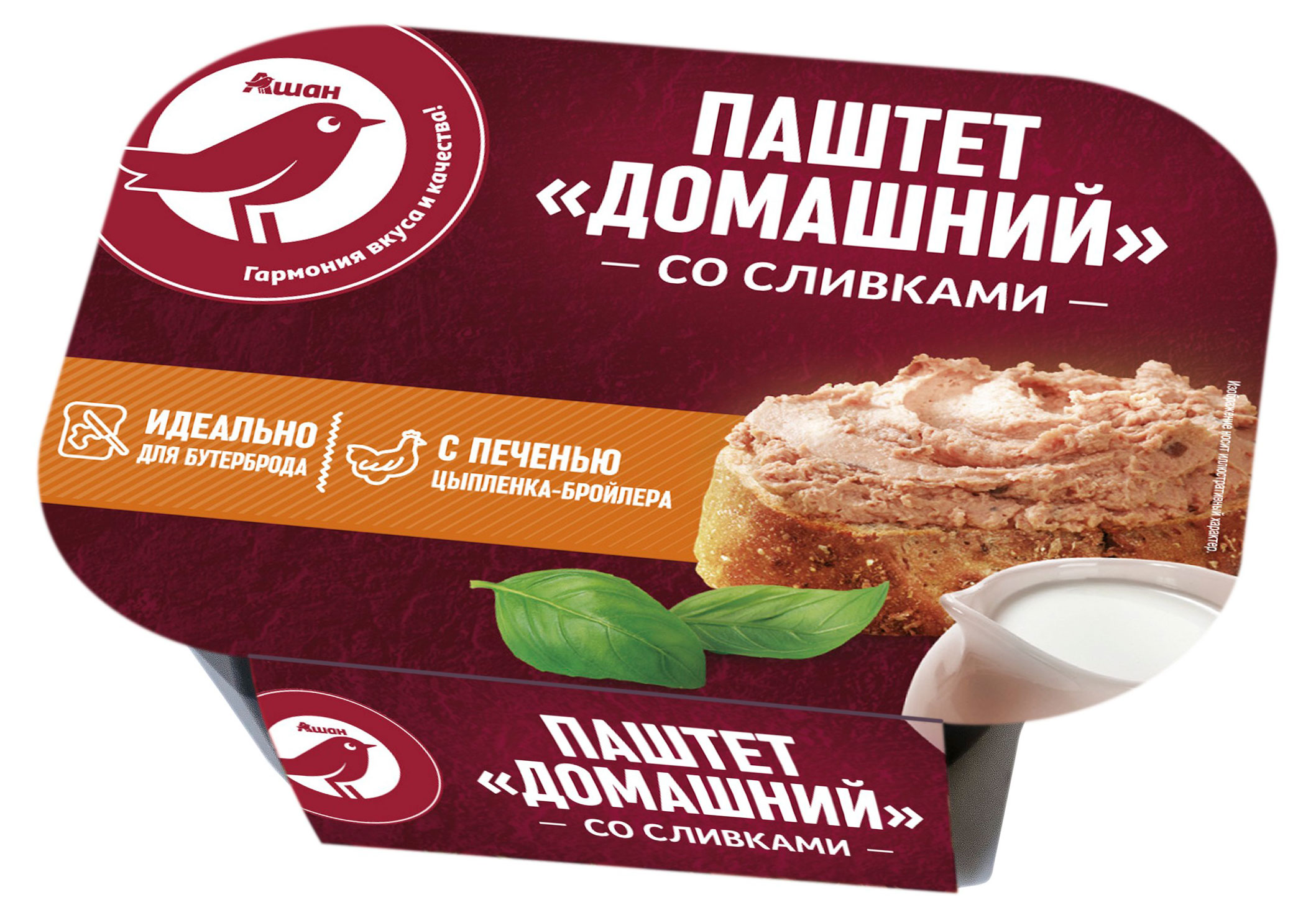 

Паштет домашний АШАН Красная птица из печени цыпленка-бройлера со сливками, 150 г