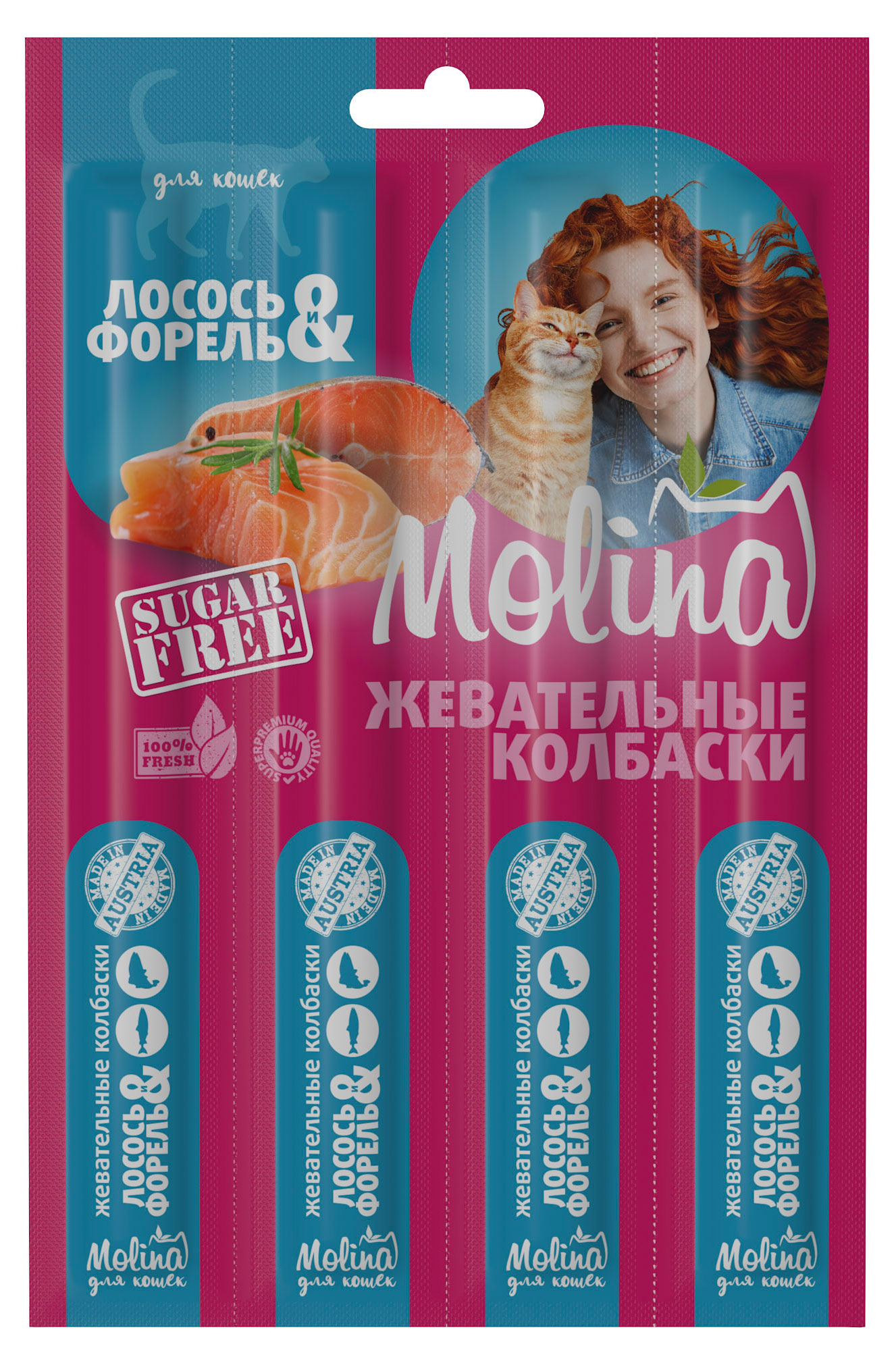 

Лакомство для кошек Molina лосось и форель, 20 г