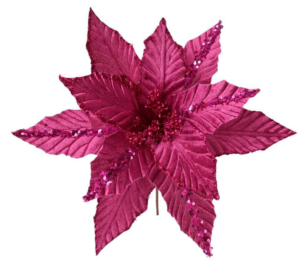 

Декорация новогодняя Цветок Пуансеттия, 28 см