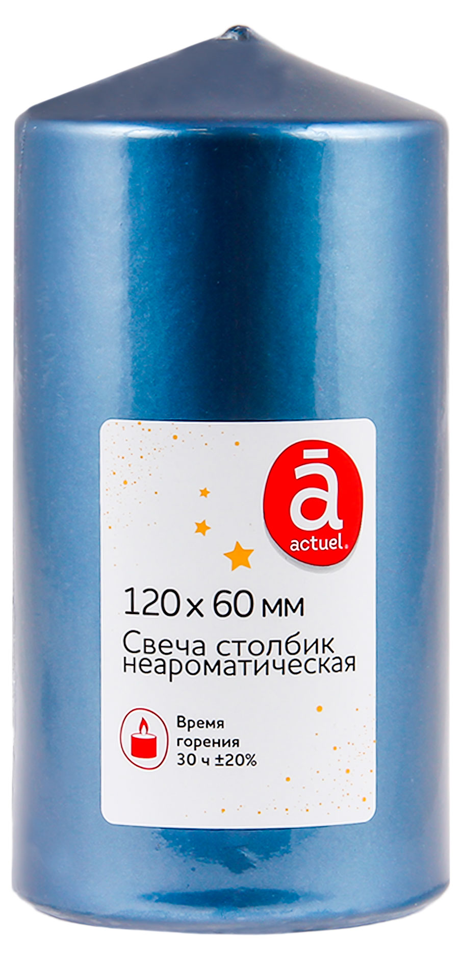 

Свеча Actuel неароматическая синяя, 12 см