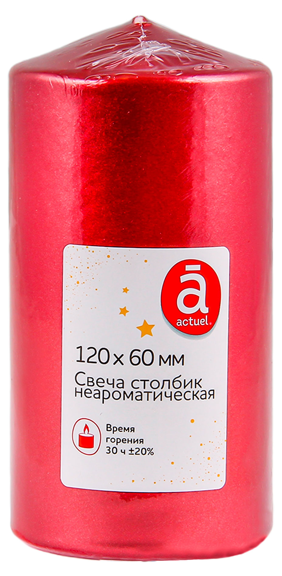 

Свеча Actuel неароматическая красная, 12 см