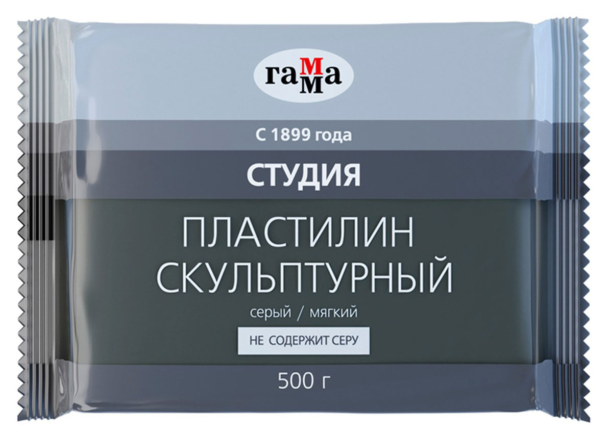 Гамма | Пластилин скульптурный «Гамма» серый мягкий, 500 г