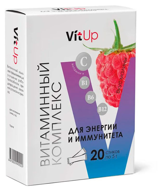 

Витаминный комплекс VitUp Источник энергии и иммунитета со вкусом малины, 100 г