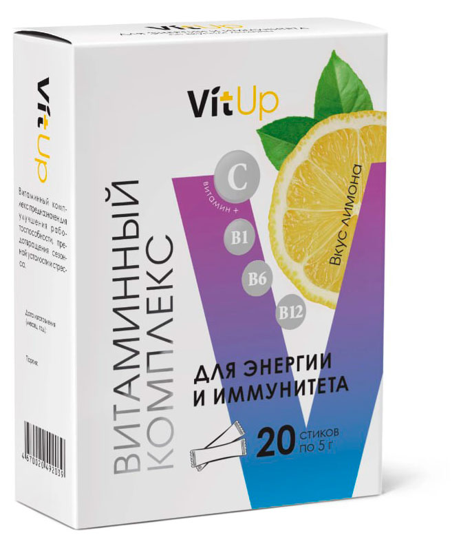 

Витаминный комплекс VitUp Источник энергии и иммунитета со вкусом лимона, 100 г