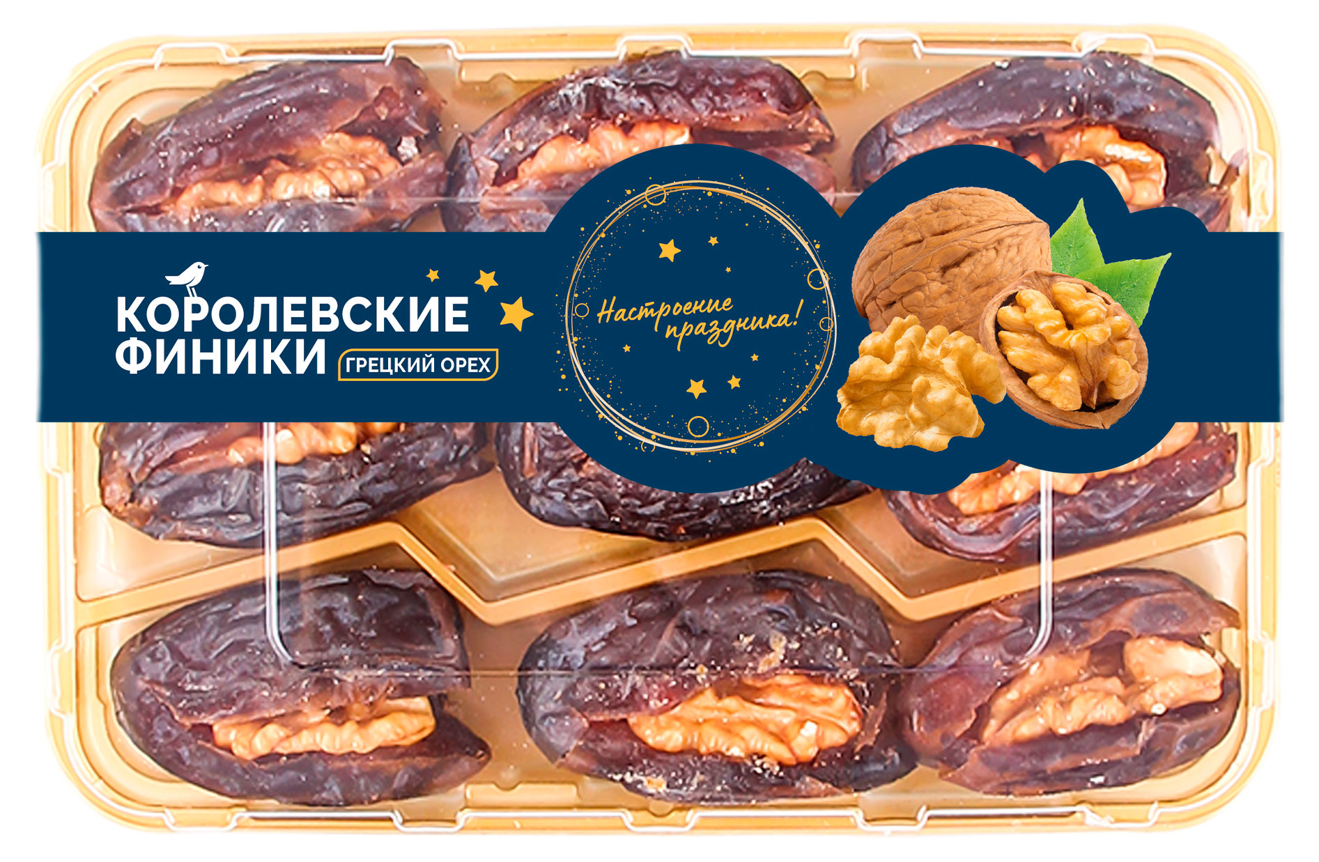 

Финики АШАН Золотая птица с грецким орехом, 200 г