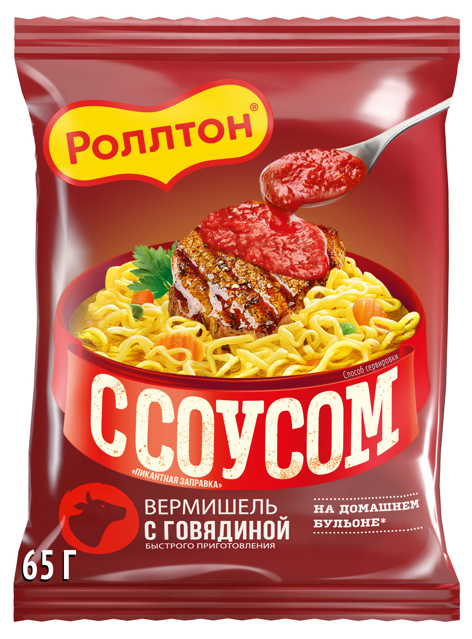 

Вермишель быстрого приготовления Роллтон с соусом с говядиной, 65 г