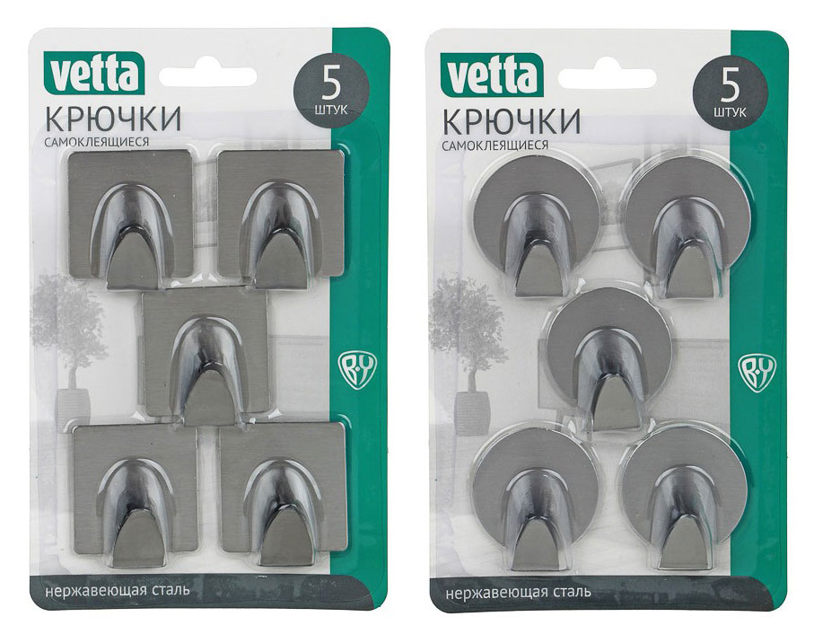 

Крючки самоклеящиеся Vetta 3,5 см, 5 шт