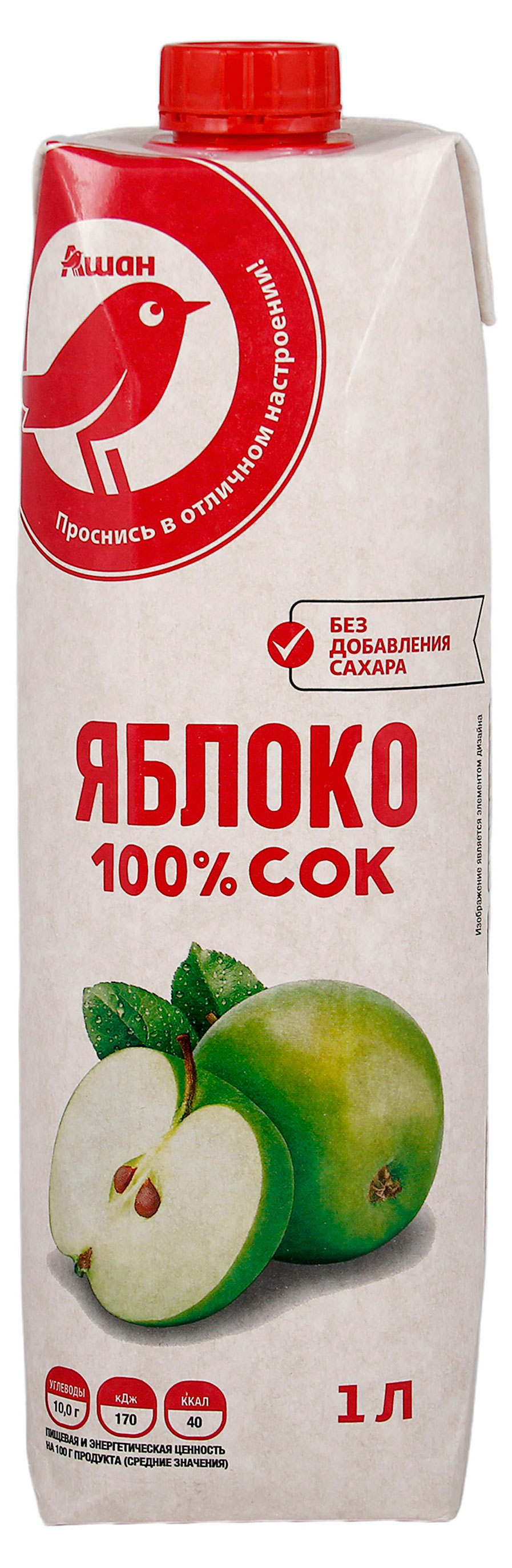 

Сок АШАН Красная птица яблочный с 3 лет, 1 л