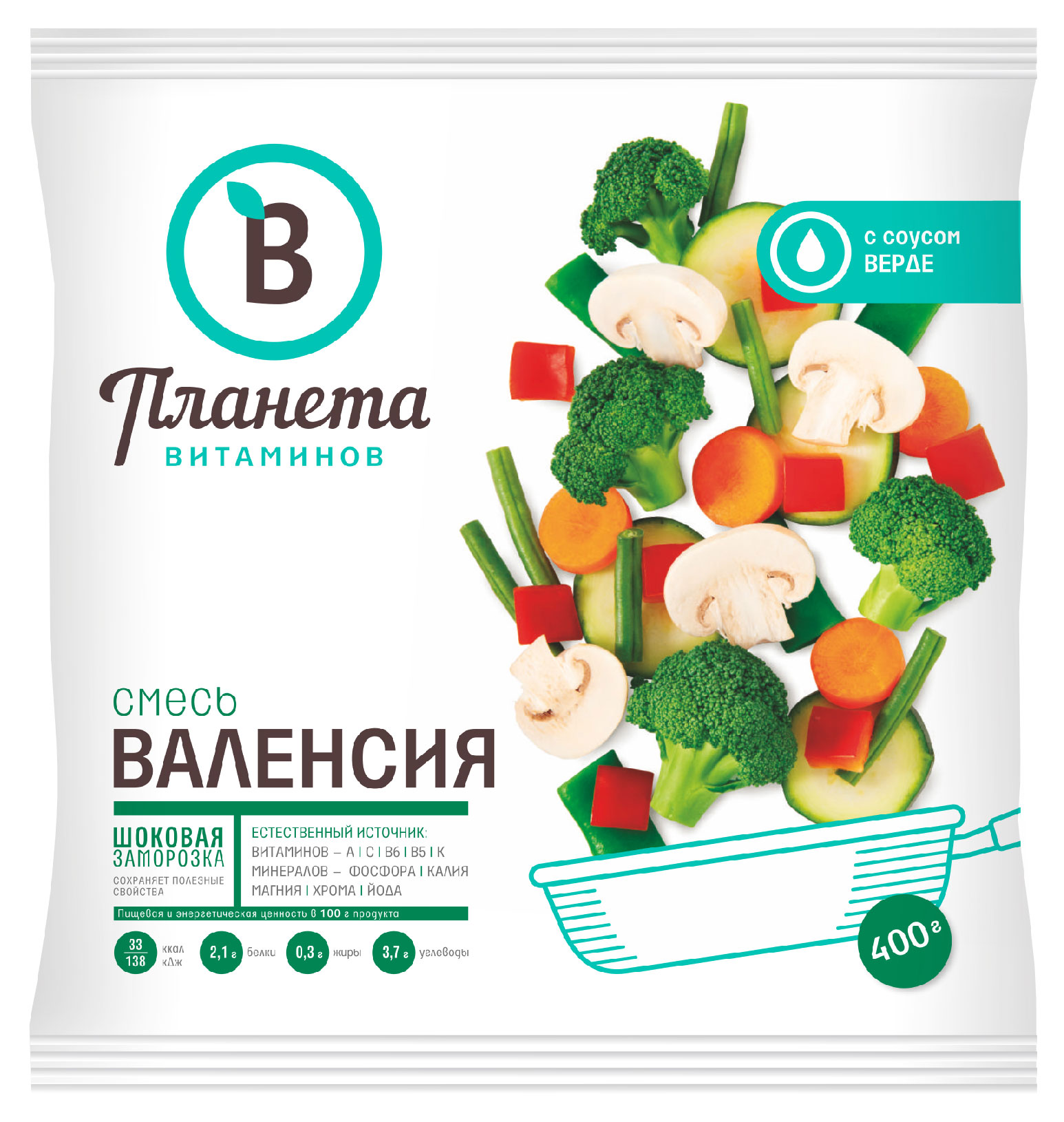 

Смесь овощная Планета Витаминов Валенсия с соусом Верде, 400 г