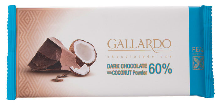 

Шоколад темный Gallardo 60% с кокосом, 65 г