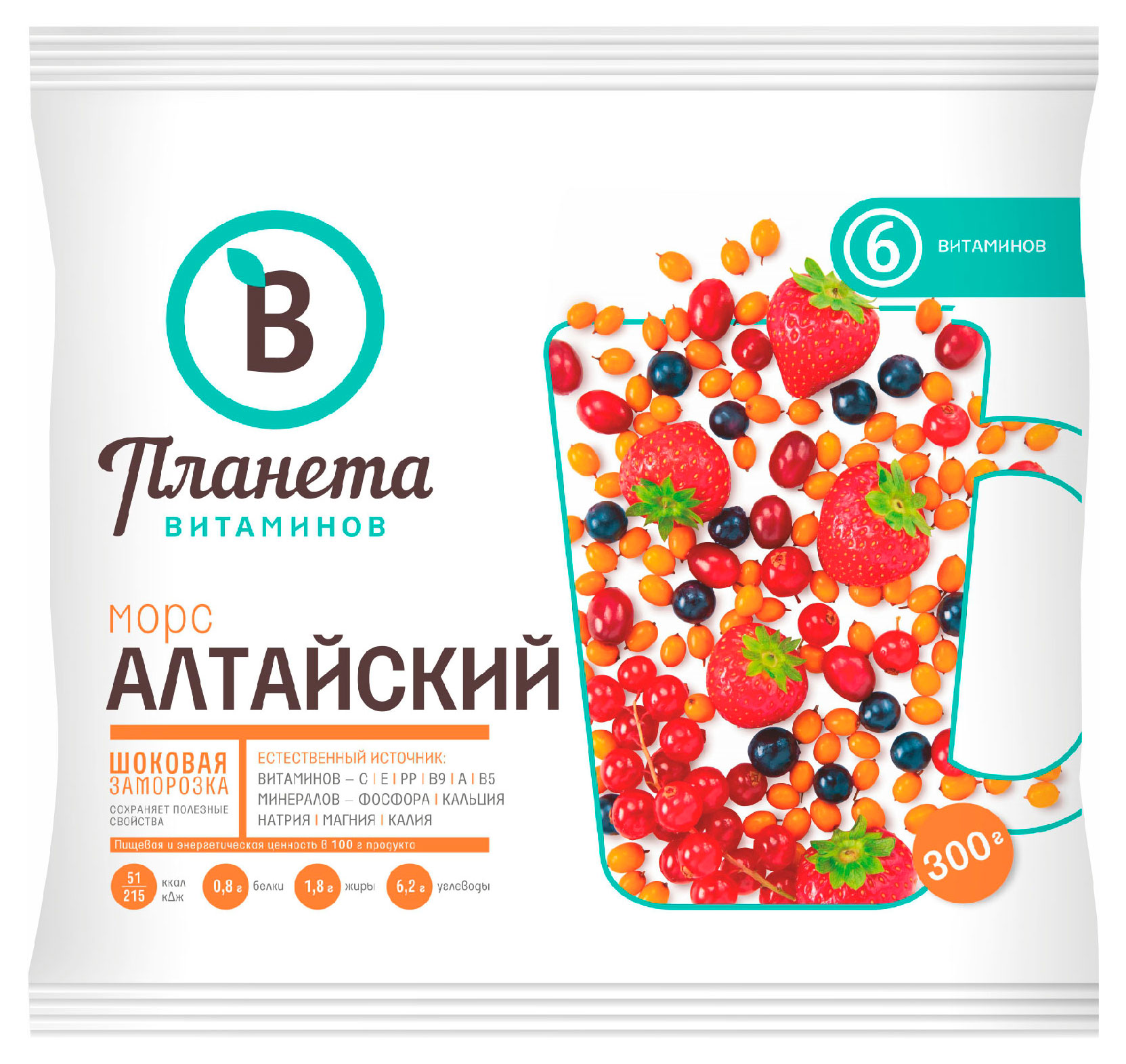 

Смесь ягодная Планета Витаминов Морс Алтайский замороженная, 300 г