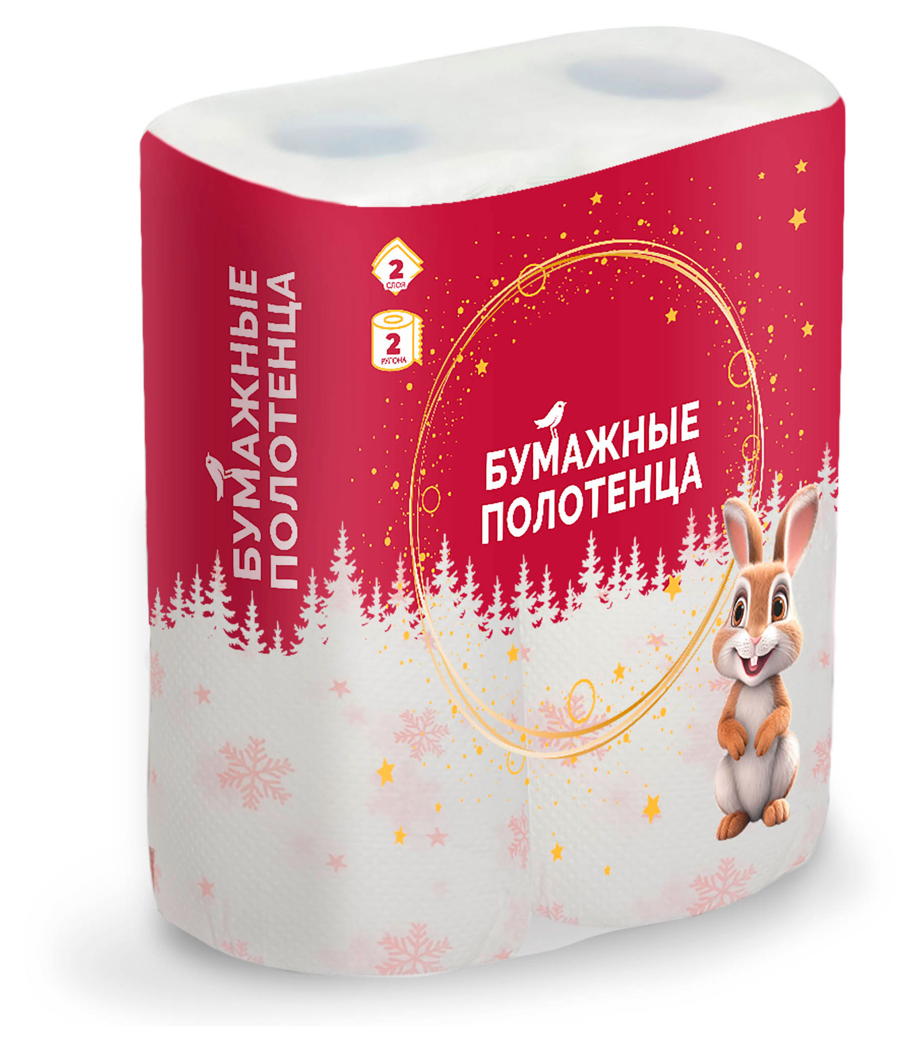 

Полотенца бумажные АШАН Красная птица 2 слоя, 2 рулона