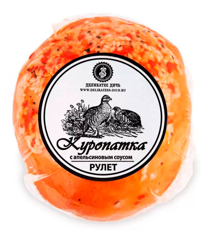 

Рулет варено-копченый Деликатес Дичь куропатка с апельсиновым соусом шар, 320 г