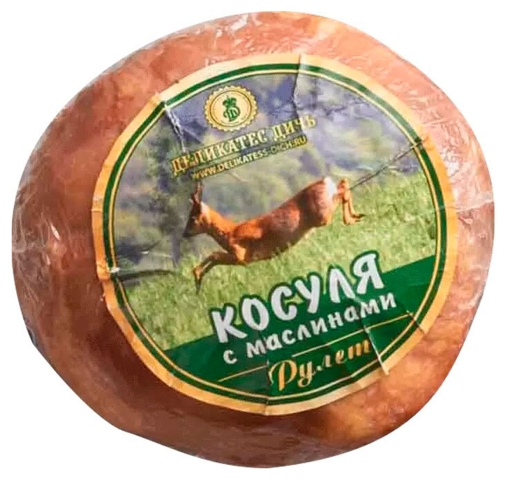 

Рулет варено-копченый Деликатес Дичь Косуля с маслинами шар, 315 г