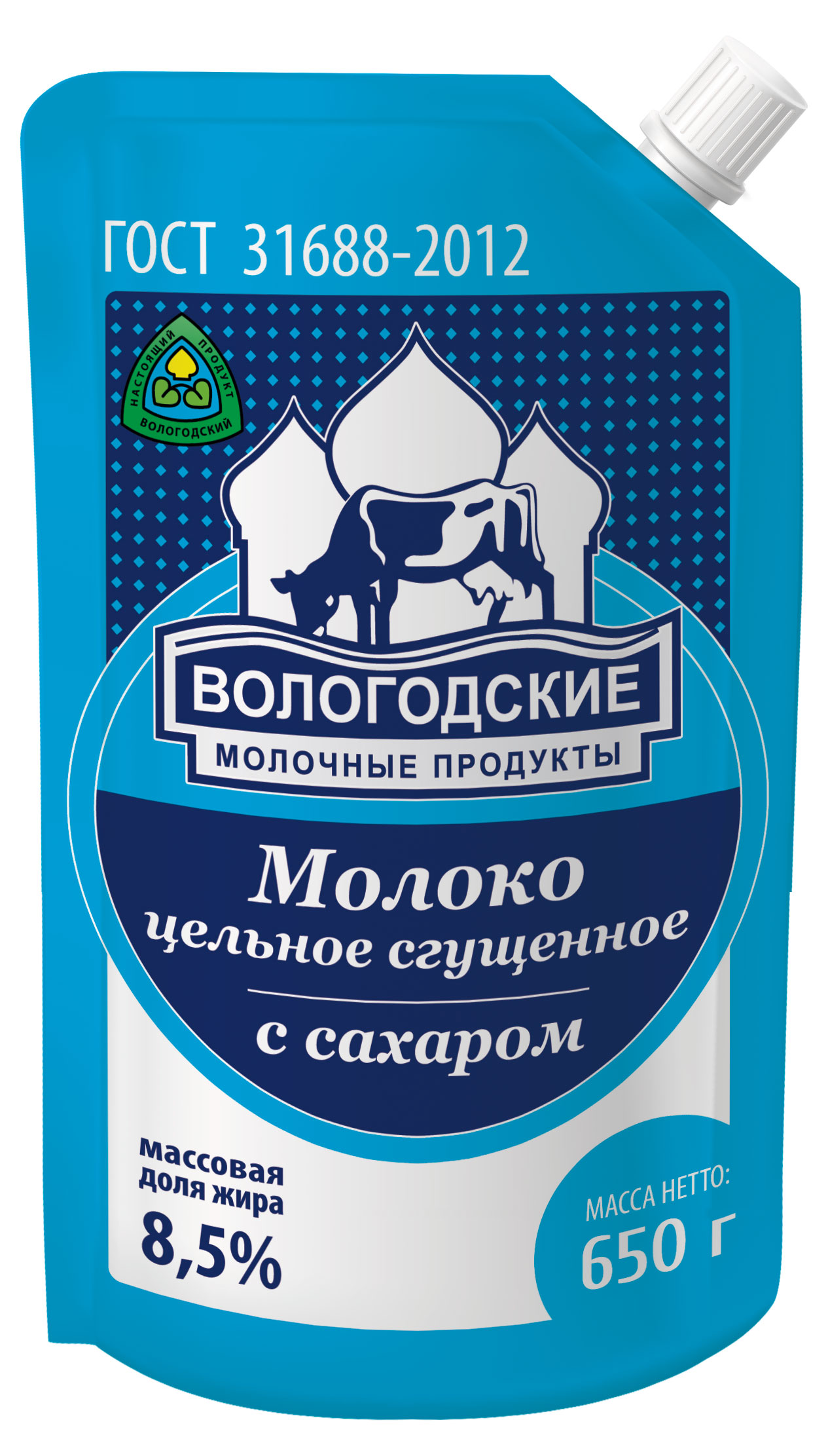 

Молоко сгущенное цельное Вологодские молочные продукты с сахаром 8,5% БЗМЖ, 650 г