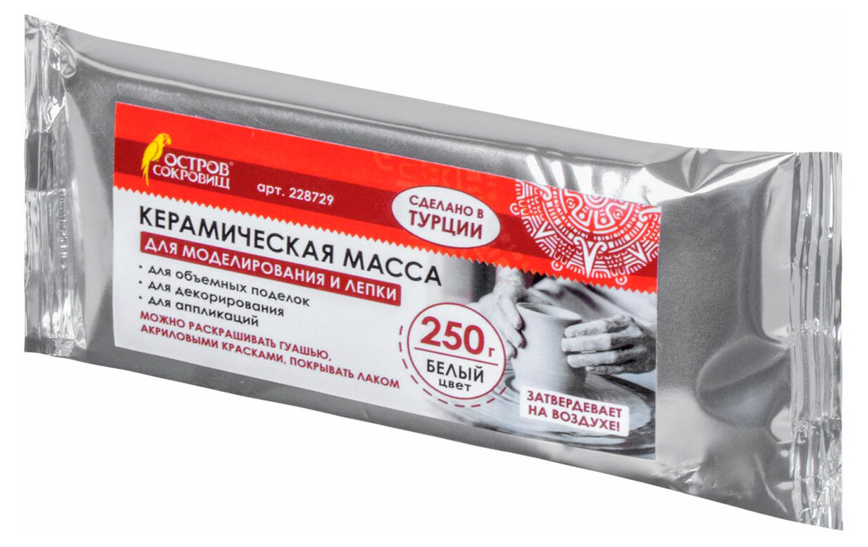 

Масса для лепки Остров Сокровищ керамическая белая, 250 г