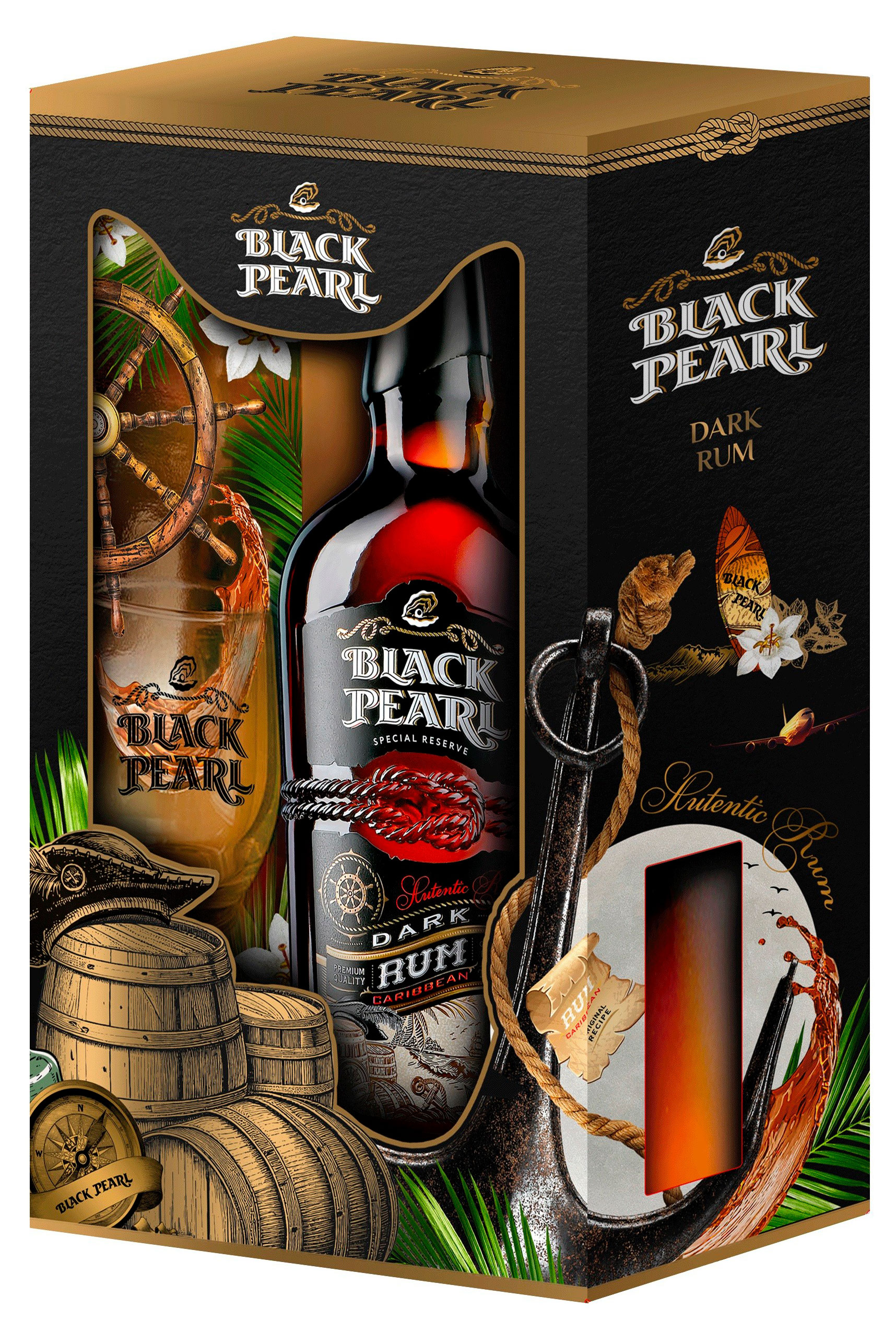 

Ром Black Pearl со стаканом в подарочной упаковке Россия, 0,7 л