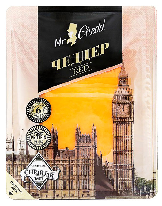 Изображение товара Сыр полутвердый Чеддер Mr.Chedd Red нарезка 50% БЗМЖ, 150 г