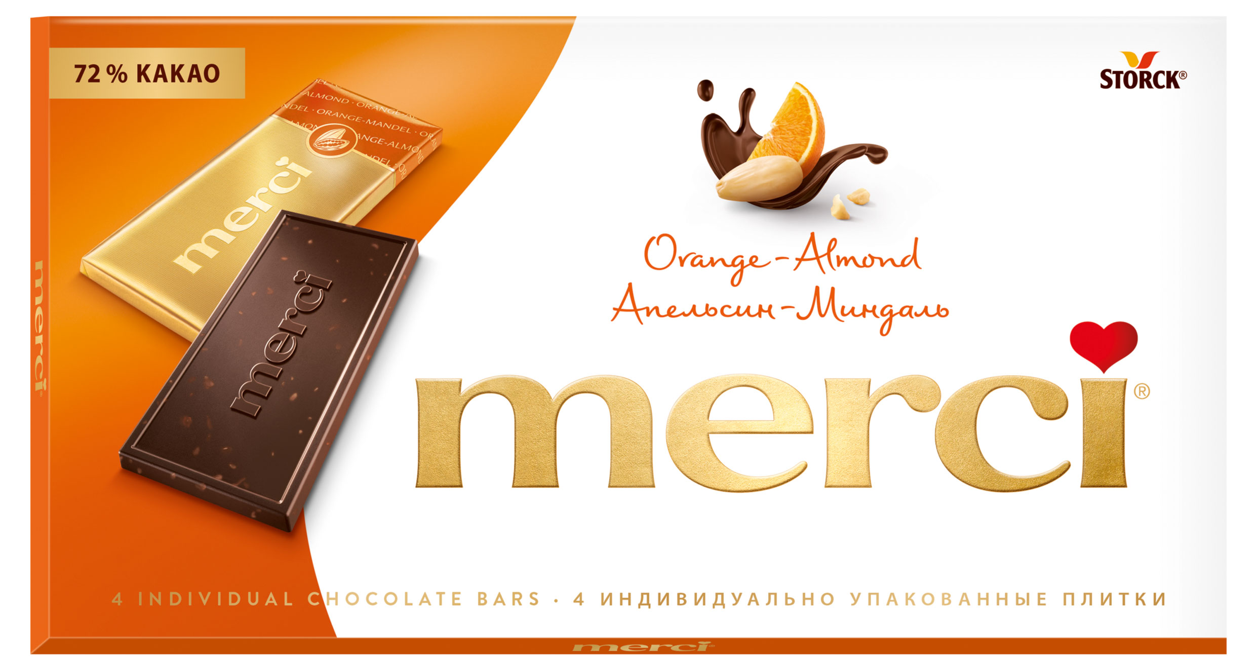 

Шоколад Merci Горький апельсин - миндаль, 100 г