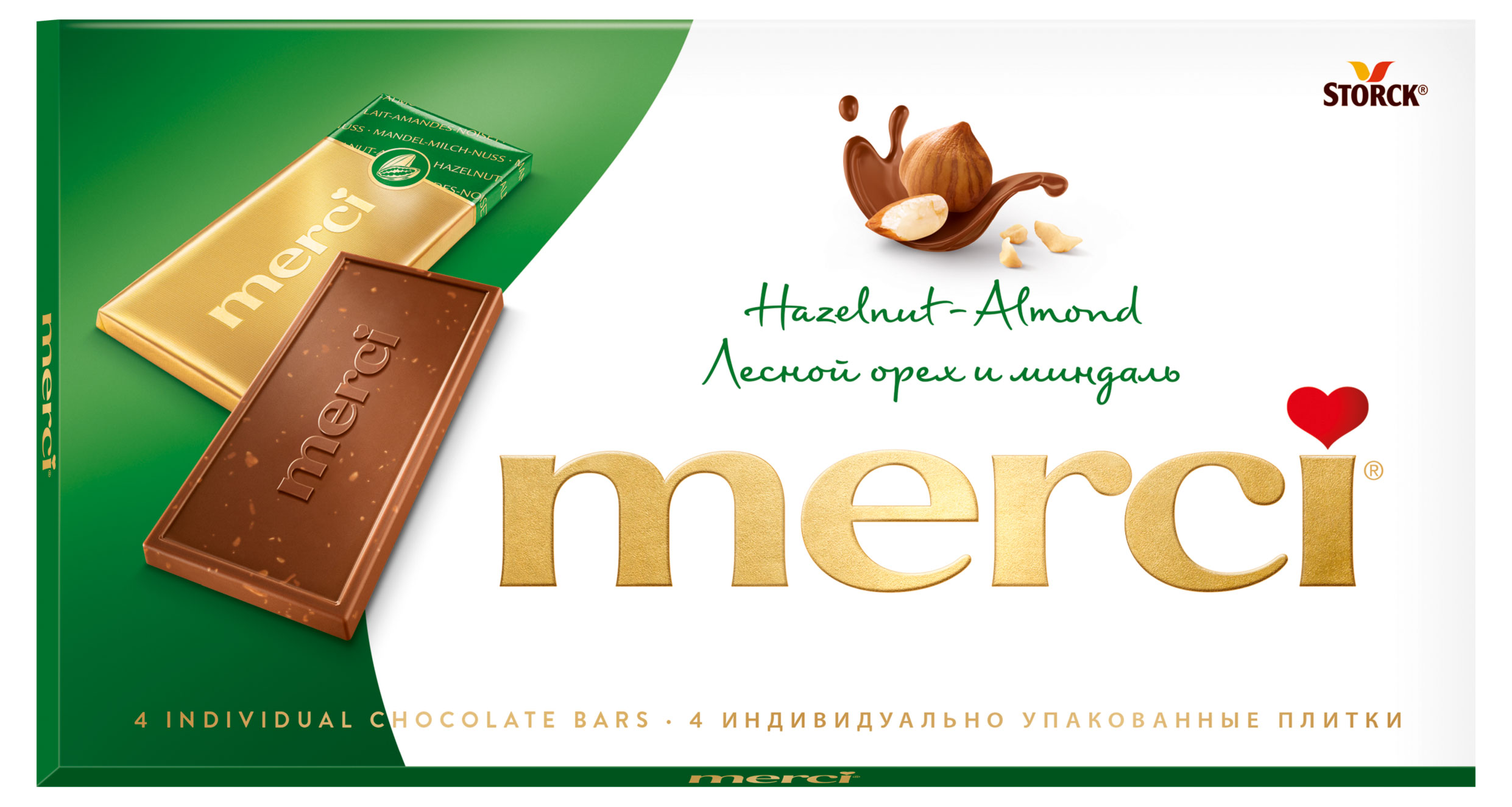 

Шоколад Merci молочный с орехами, 4х25 г