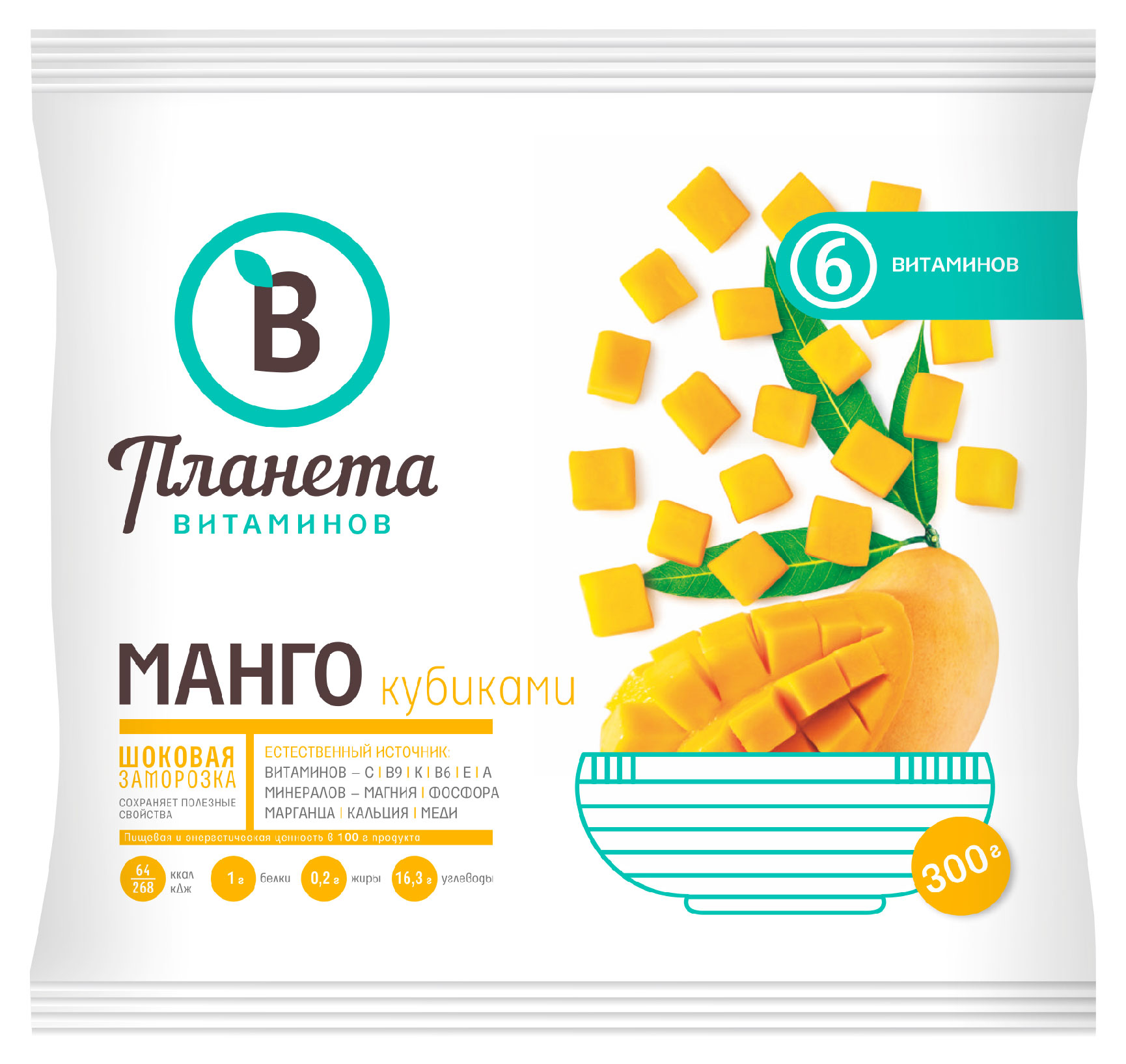 

Манго Планета Витаминов кубики замороженное, 300 г