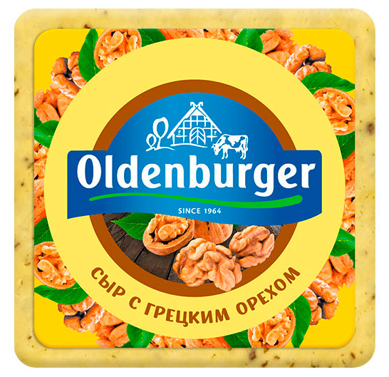 

Сыр полутвердый Oldenburger с грецким орехом 45% БЗМЖ, вес