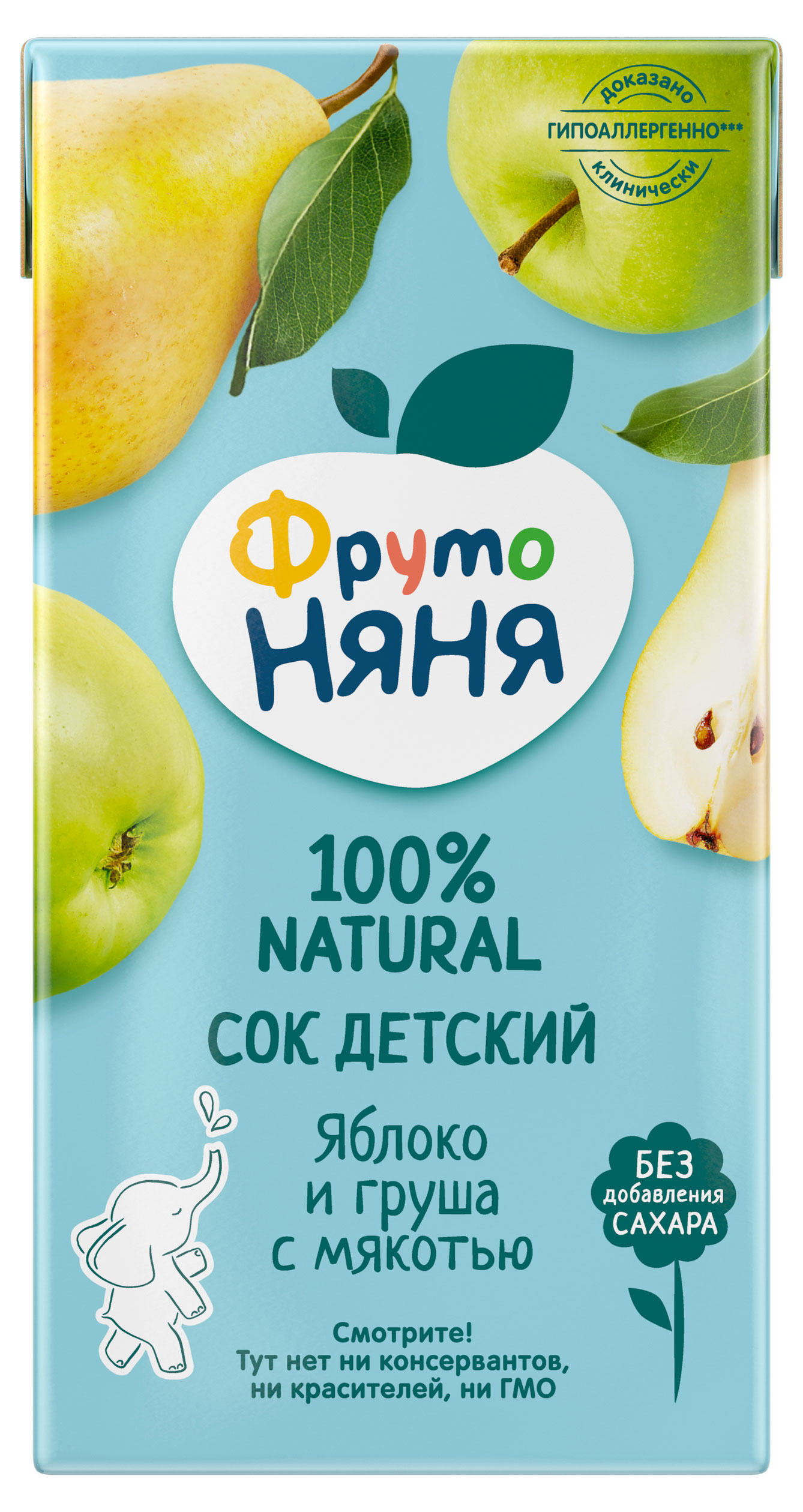 

Сок ФрутоНяня яблоко и груша с мякотью с 3-х лет, 500 мл