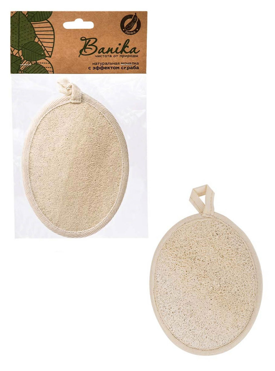 Изображение товара Губка-мочалка Баниka с эффектом скраба из люфы для тела
