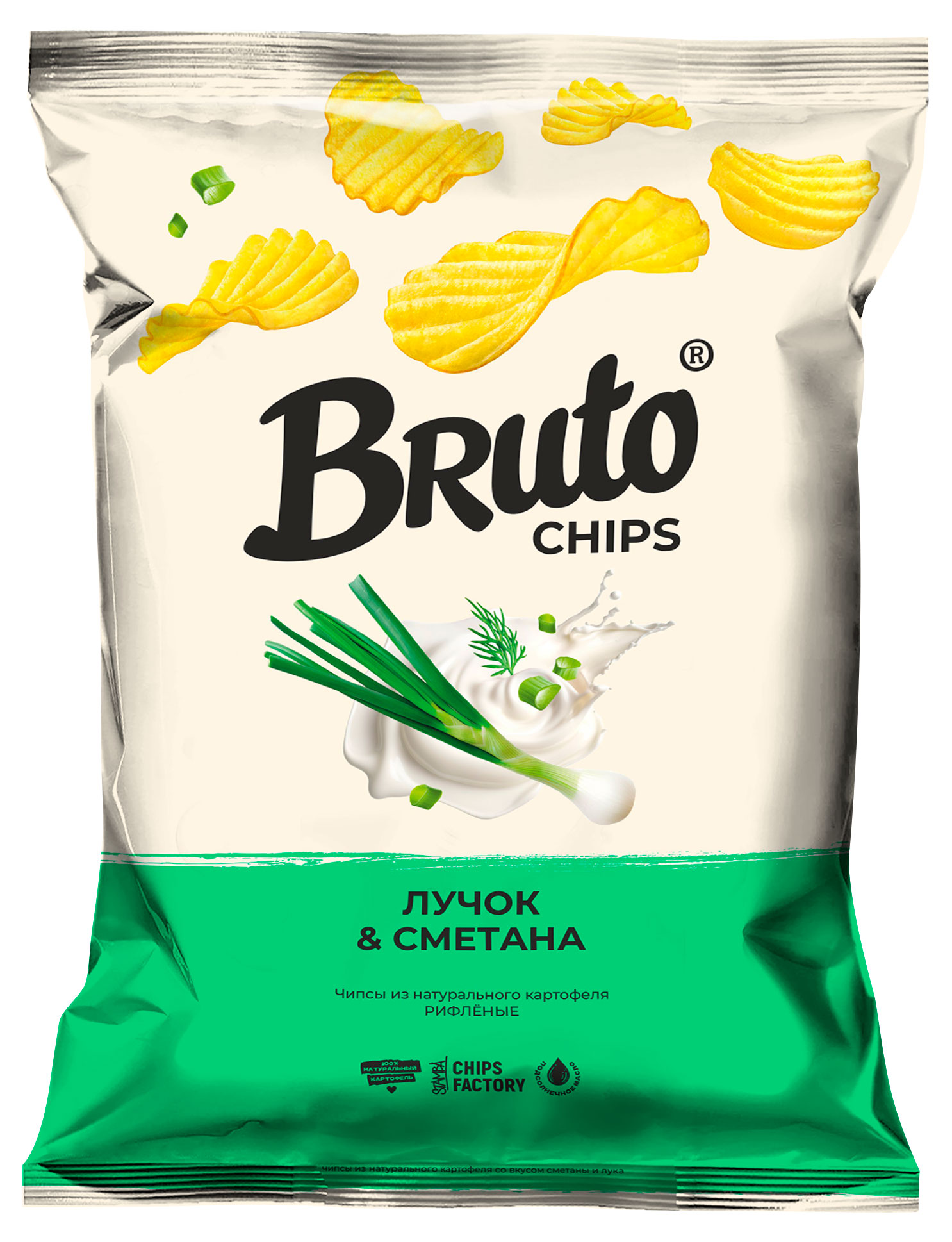 Изображение товара Чипсы картофельные Bruto лучок и сметана, 60 г