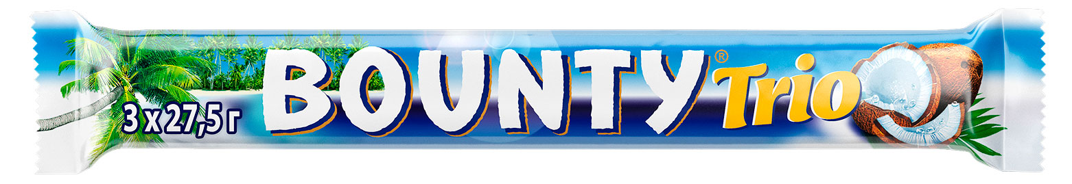 Bounty | Батончик шоколадный Bounty Трио с нежной мякотью кокоса, 82,5 г