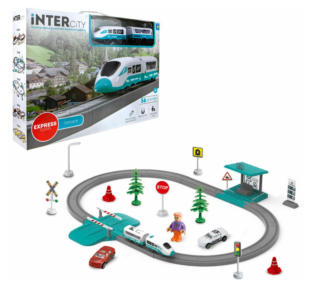 

Железная дорога 1TOY InterCity, 56 деталей