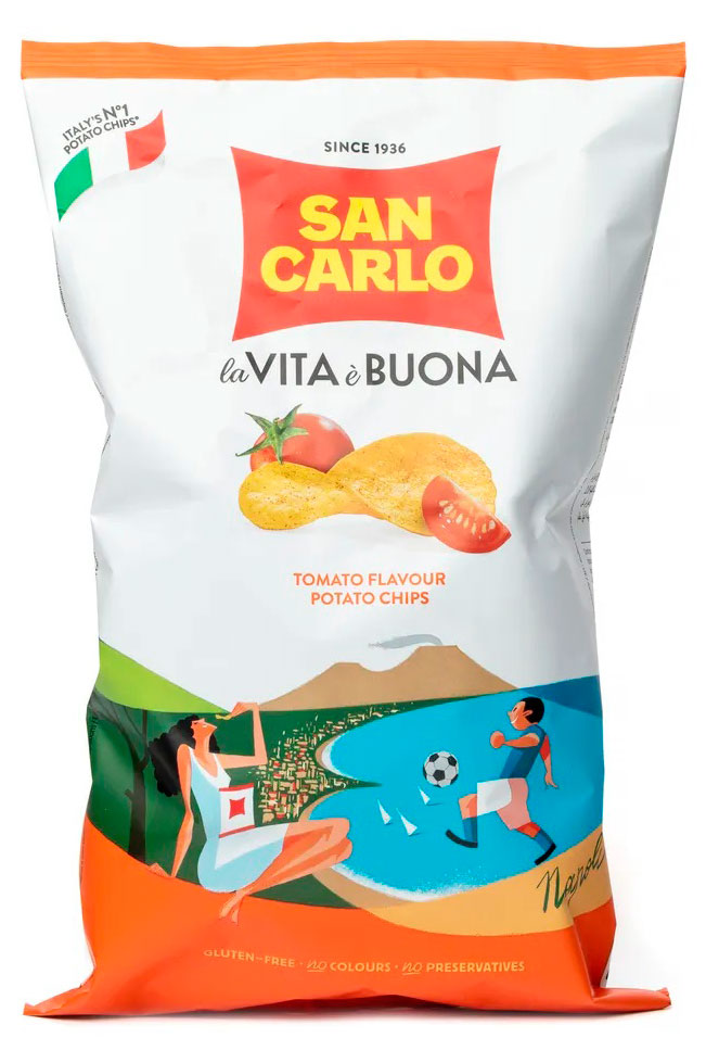 Изображение товара Картофельные чипсы San Carlo со вкусом томата, 150 г – Италия