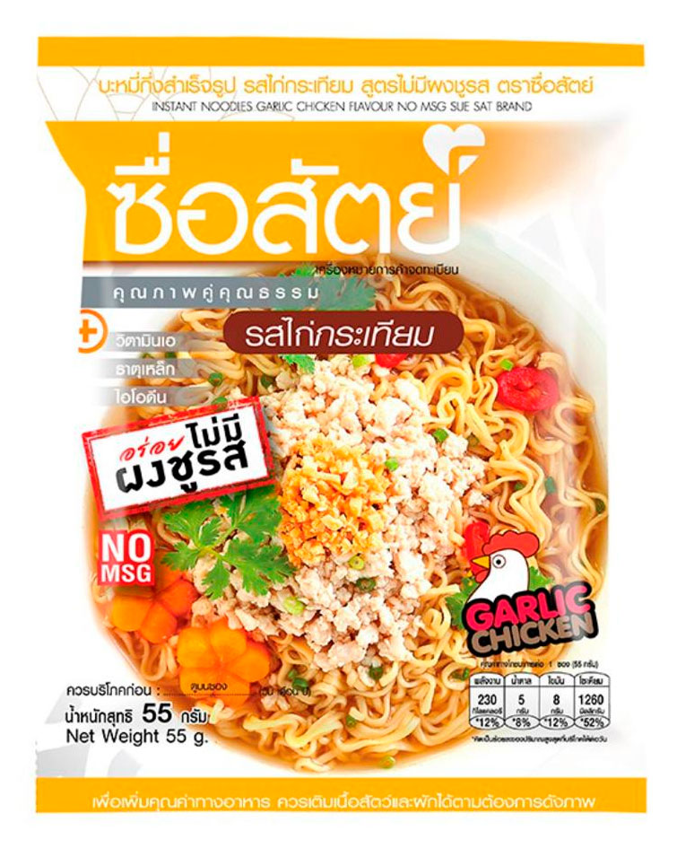 

Лапша быстрого приготовления Sue Sat Курица с чесноком, 55 г