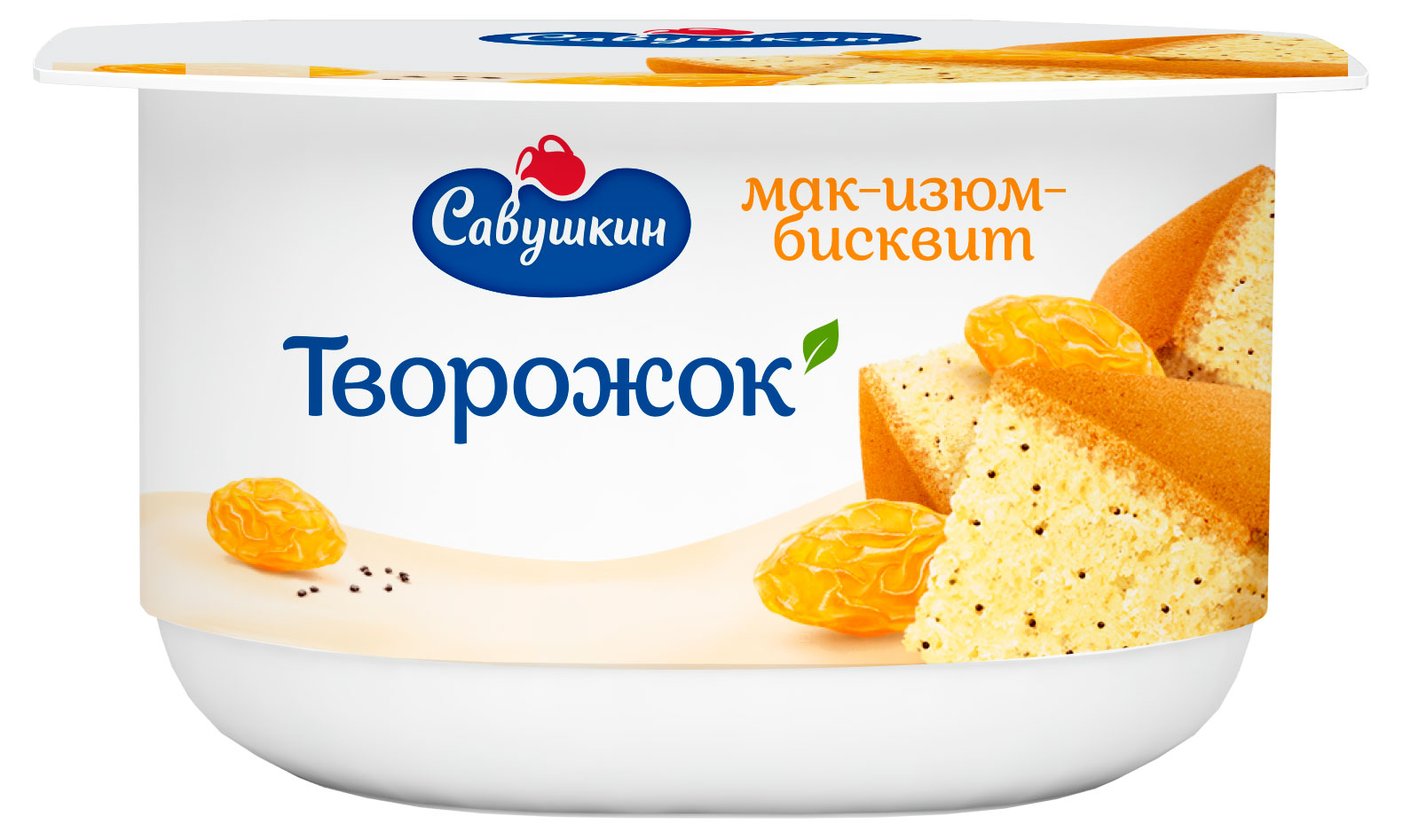 

Творожок Савушкин мак изюм бисквит 3.5%, 120 г