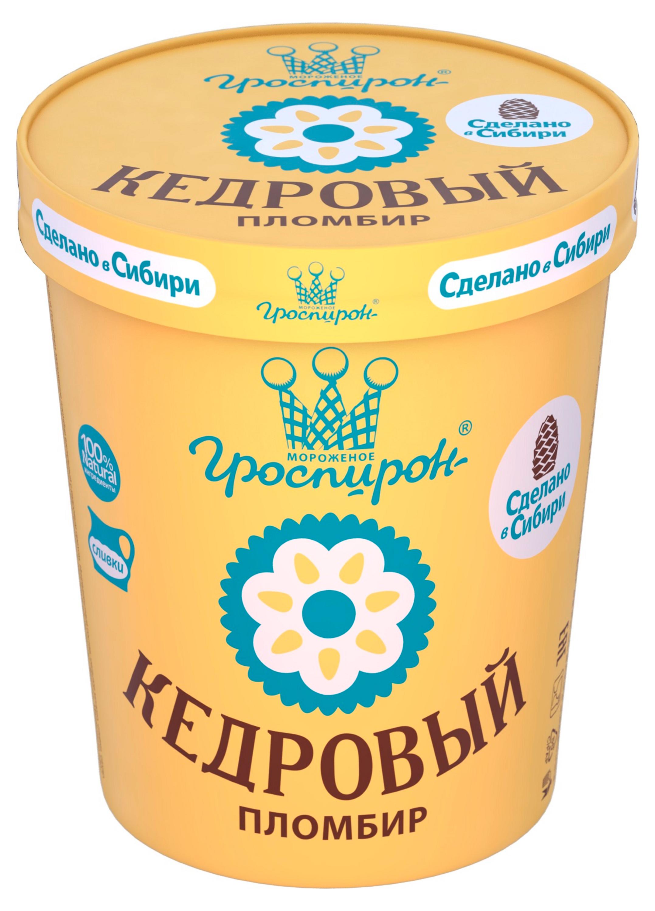 

Мороженое сливочное Гроспирон Пломбир кедровый с кедровыми орехами БЗМЖ, 410 г