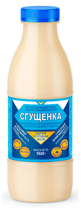 

Продукт молокосодержащий сгущенный Эрконпродукт с сахаром 8,5% ЗМЖ, 1,02 л