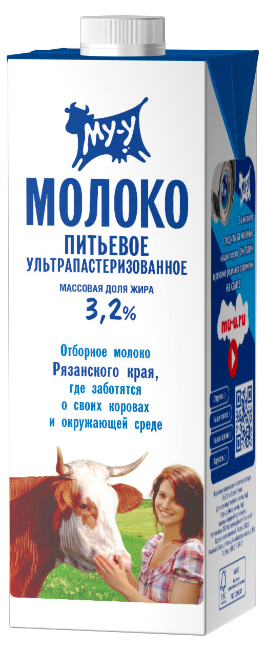 МУ-У | Молоко «МУ-У» ультрапастеризованное 3,2% БЗМЖ, 925 мл