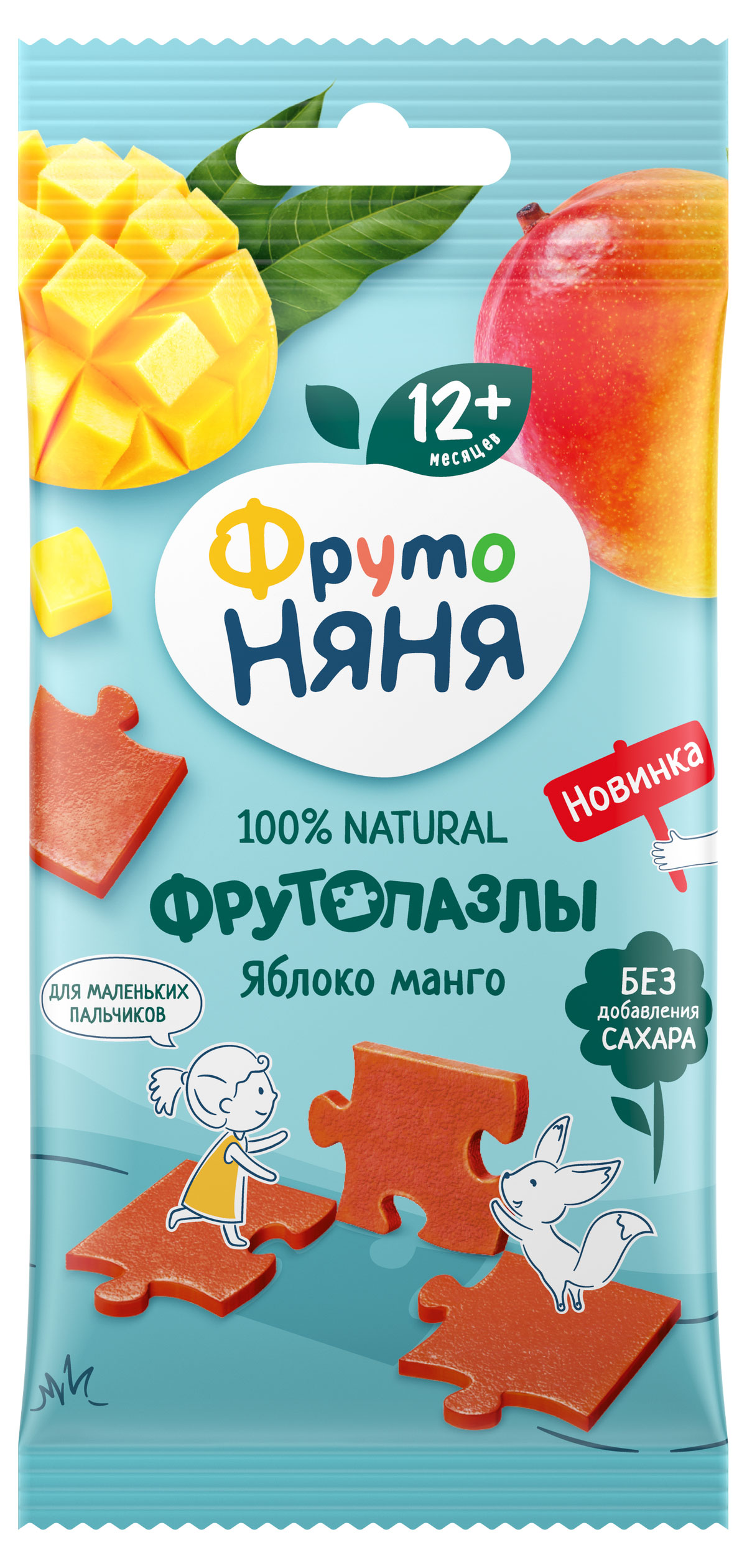 

Фруктовые кусочки ФрутоНяня яблоко манго пазлы с 12 мес., 20 г
