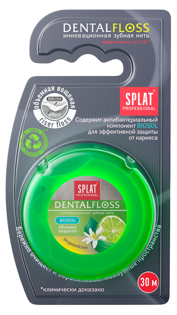 

Зубная нить Splat Dental Floss с ароматом бергамота и лайма, 30 м