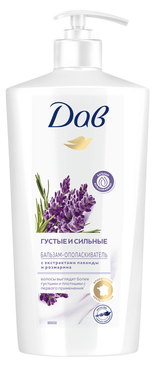 

Бальзам-ополаскиватель Дав Густые и сильные Лаванда и Розмарин, 630 мл