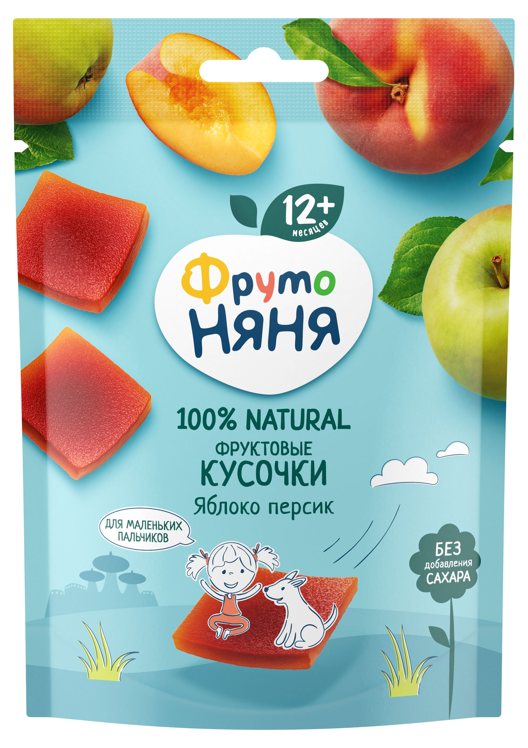 

Кусочки фруктовые ФрутоНяня Яблоко-Персик с 12 мес., 53 г