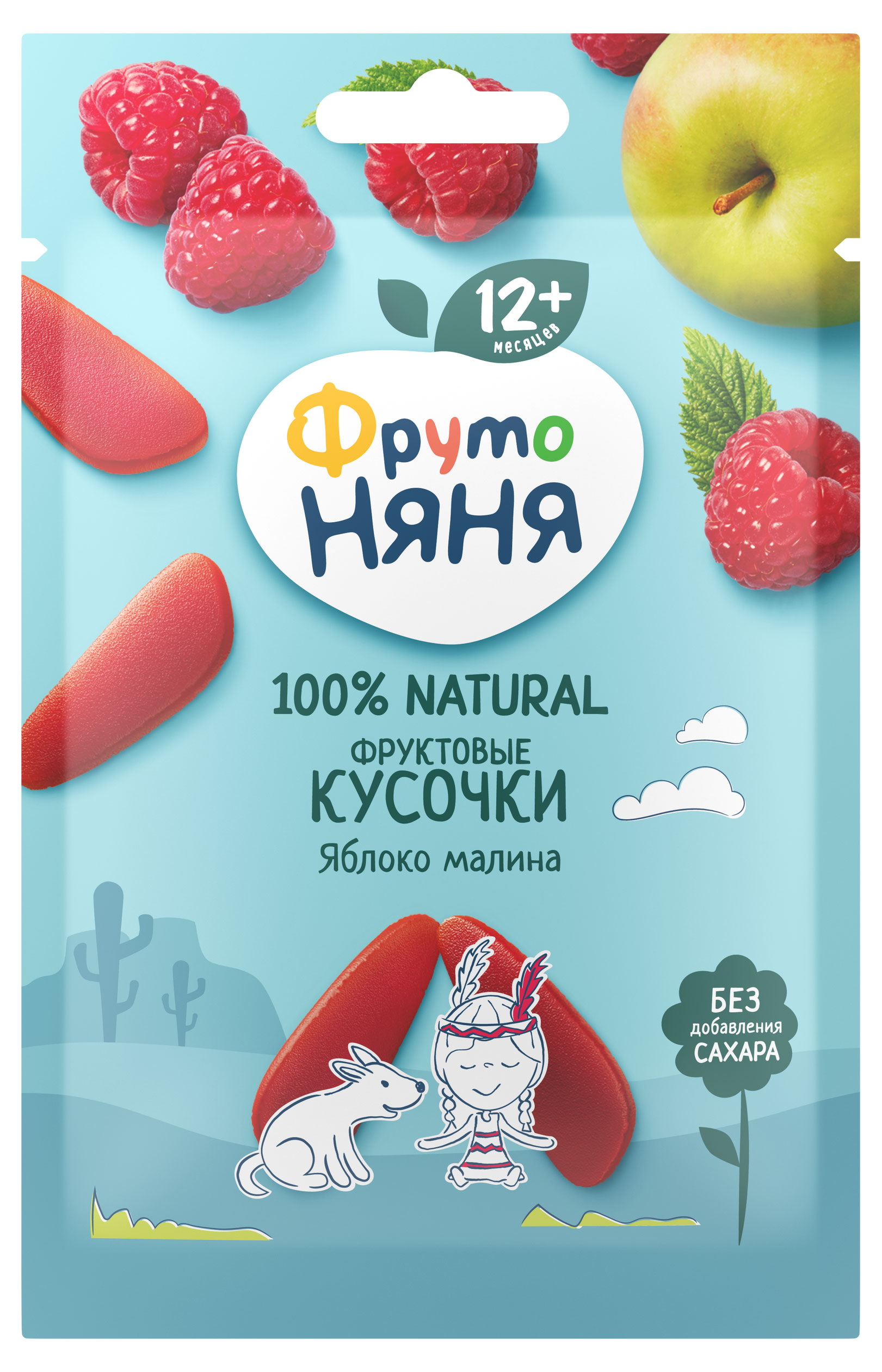 

Кусочки фруктовые ФрутоНяня Яблоко-Малина с 12 мес., 15 г