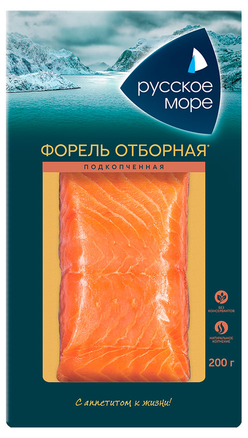 Изображение товара Форель «Русское море» соленая подкопченная филе-кусок, 200 г