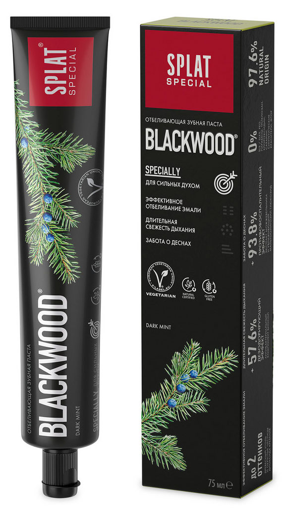 

Зубная паста Splat Blackwood черное дерево отбеливающая, 75 мл