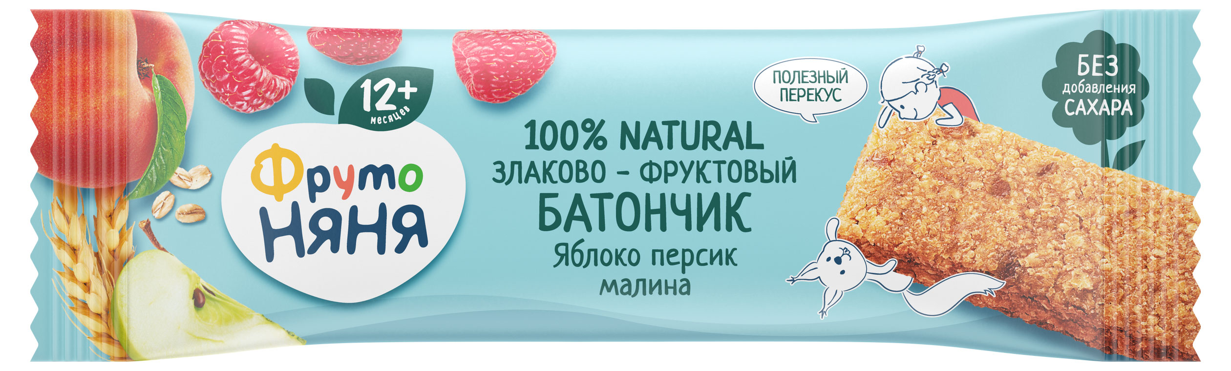 

Батончик злаково-фруктовый ФрутоНяня Яблоко-Персик-Малина, 25 г
