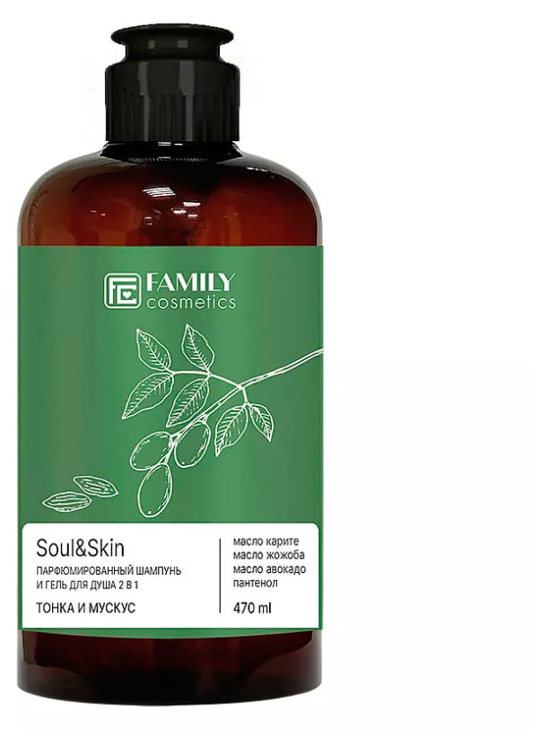 

Шампунь и гель для душа Soul&Skin 2 в 1 Тонка и Мускус, 470 мл