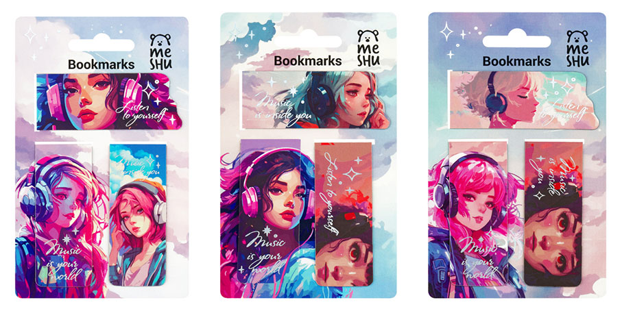 

Закладки магнитные для книг Meshu Anime, 3 шт в ассортименте