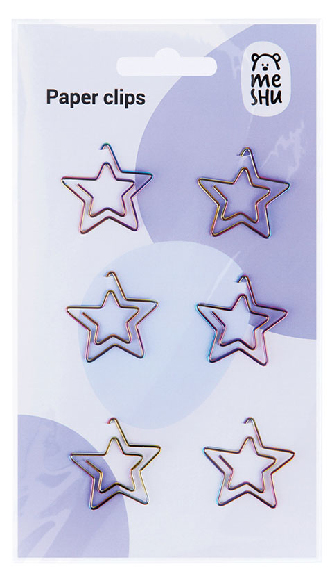 

Скрепки фигурные Meshu Stars 25мм, 6 шт