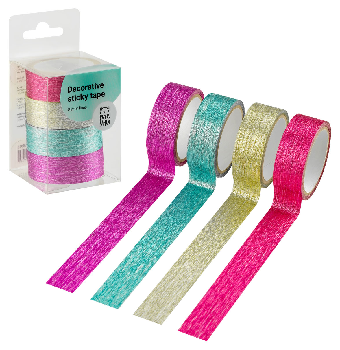 

Набор клейких декоративных лент Meshu Glitter lines, 4 шт